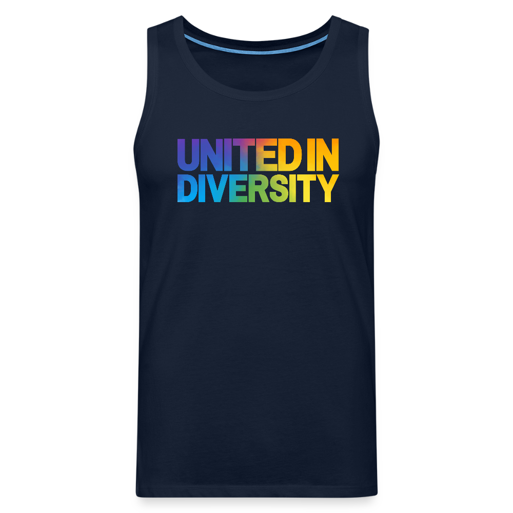 Men’s Premium Tank Top - "United in Diversity - LGBTQ" - navy