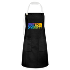 Artisan Apron - "United in Diversity - LGBTQ" - black/white