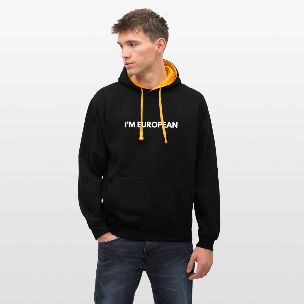 "I'M EUROPEAN" - Kontrast-Hoodie - black/gold