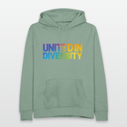 Women's Hoodie - "United in Diversity - LGBTQ" - steel green
