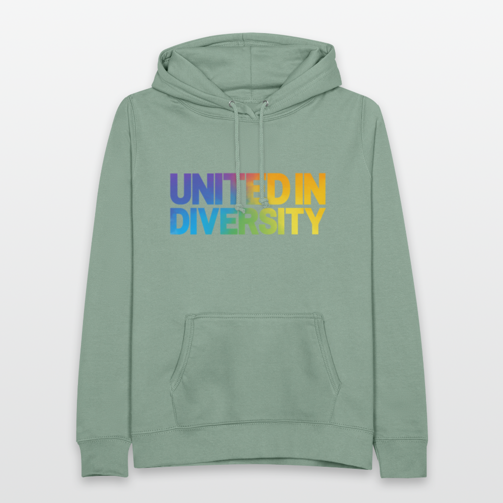 Women's Hoodie - "United in Diversity - LGBTQ" - steel green
