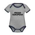 "PROUD EUROPEAN" - Baby Bio-Kurzarm-Kontrastbody - heather grey/navy