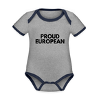 "PROUD EUROPEAN" - Baby Bio-Kurzarm-Kontrastbody - heather grey/navy