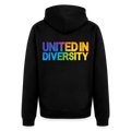 Men's Premium Hooded Jacket - "United in Diversity - LGBTQ" - black