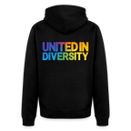 Men's Premium Hooded Jacket - "United in Diversity - LGBTQ" - black