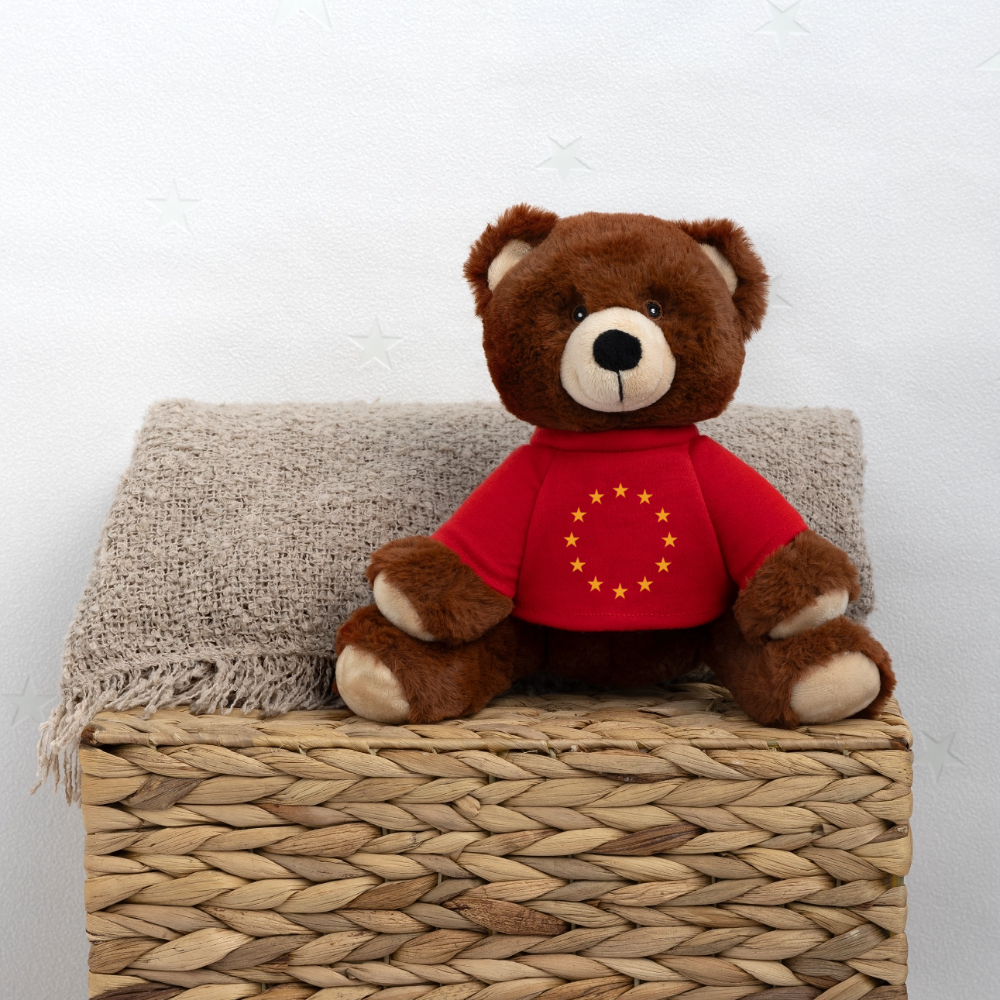 "12-Stars" - MiniFeet® RecycelBär® Teddy Bear Brown - red