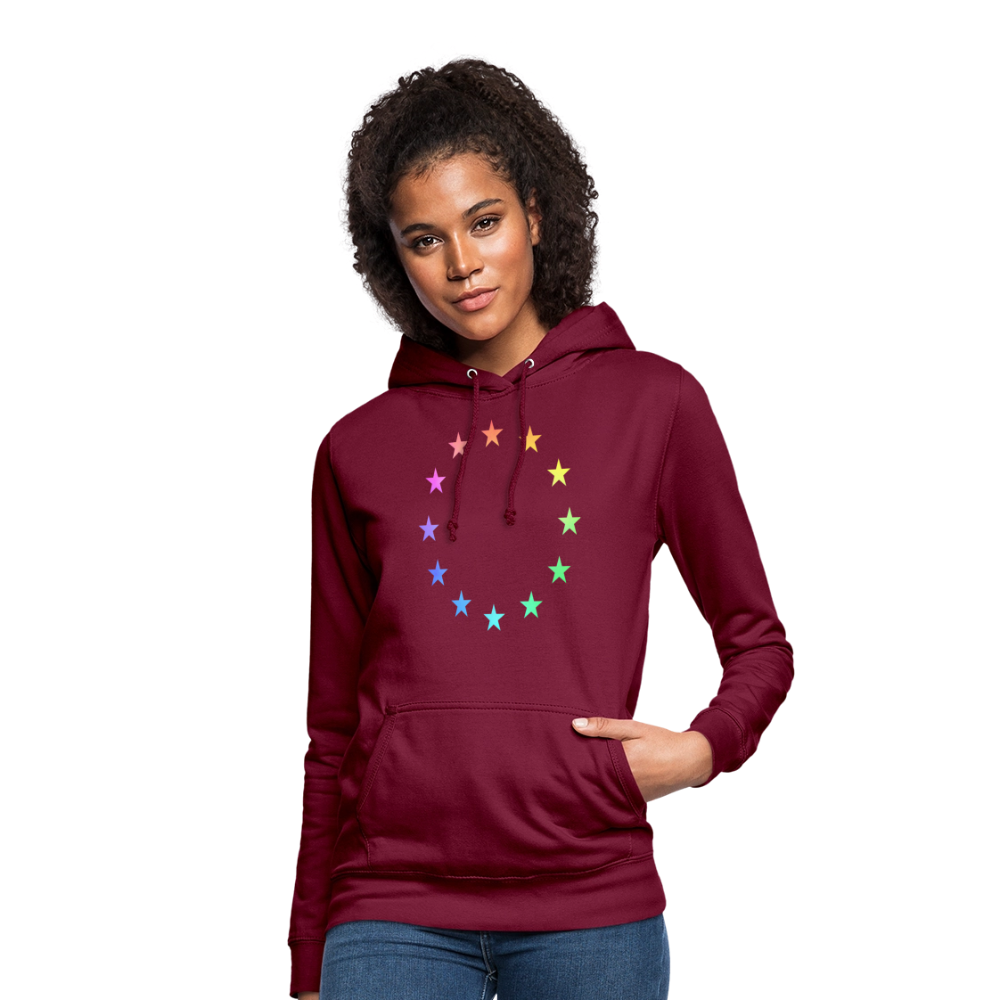 Women's Hoodie - "12 Stars - LGBTQ" - bordeaux