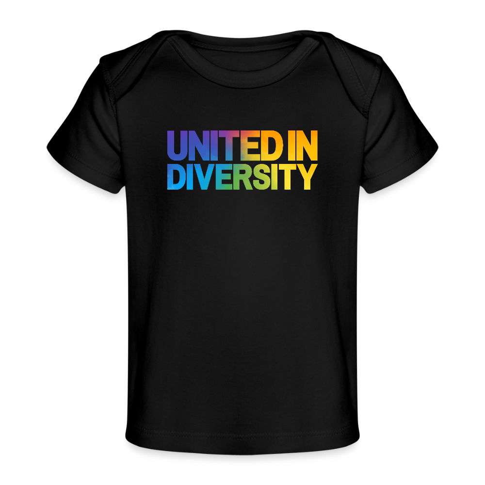 Organic Baby T-Shirt - "United in Diversity - LGBTQ" - black