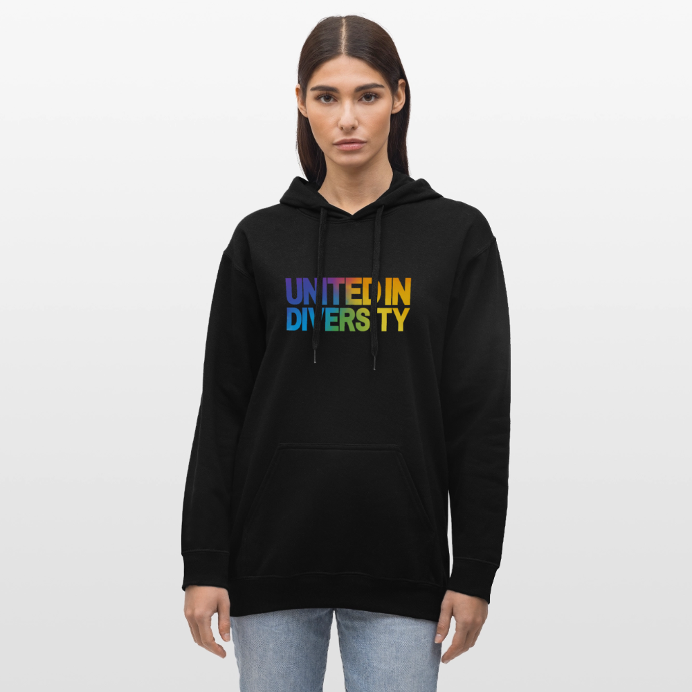 Gildan Unisex Softstyle® Midweight Hoodie  - "United in Diversity - LGBTQ" - black