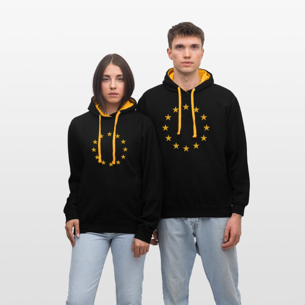 "12-Stars" - Contrast Colour Hoodie - black/gold
