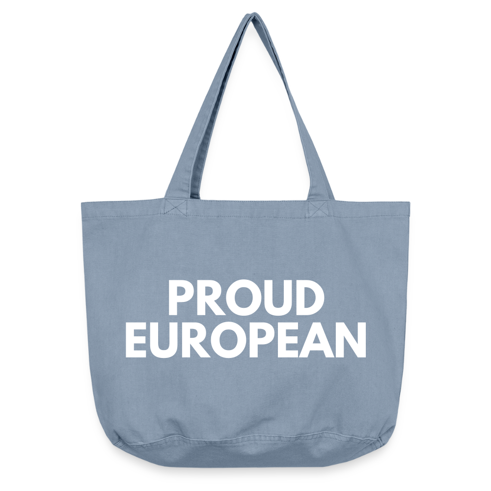 "PROUD EUROPEAN" - Vintage-Washed Shopper - Vintage Blue