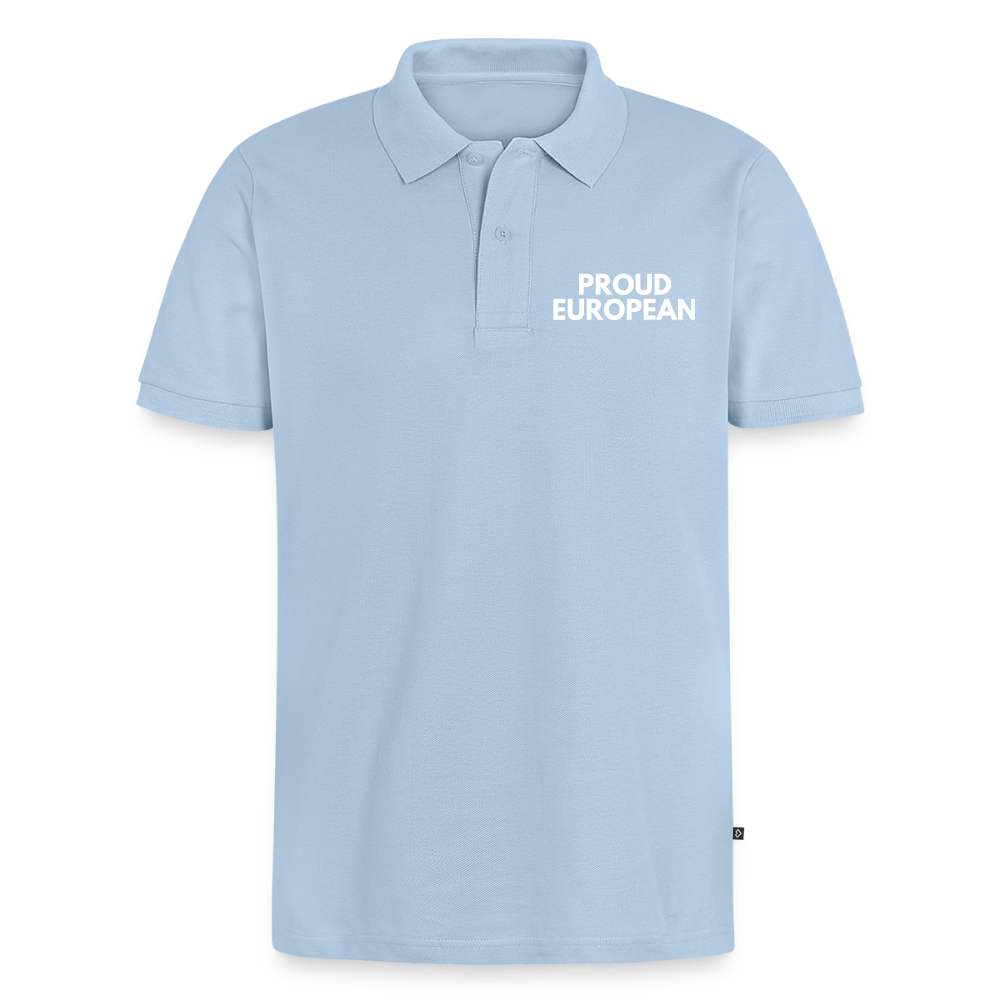 "PROUD EUROPEAN" - Männer Premium Bio Polo Shirt - light blue