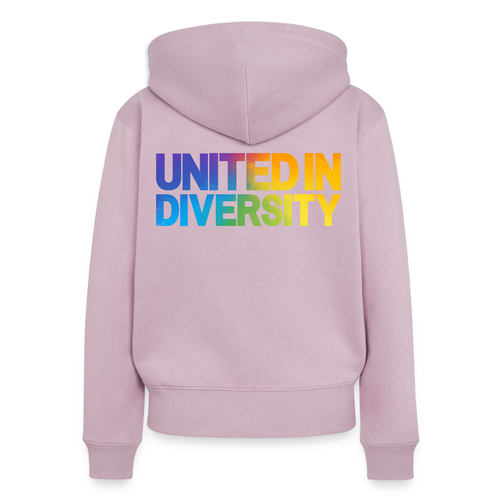 Women's Premium Hooded Jacket - "United in Diversity - LGBTQ" - dusky pink