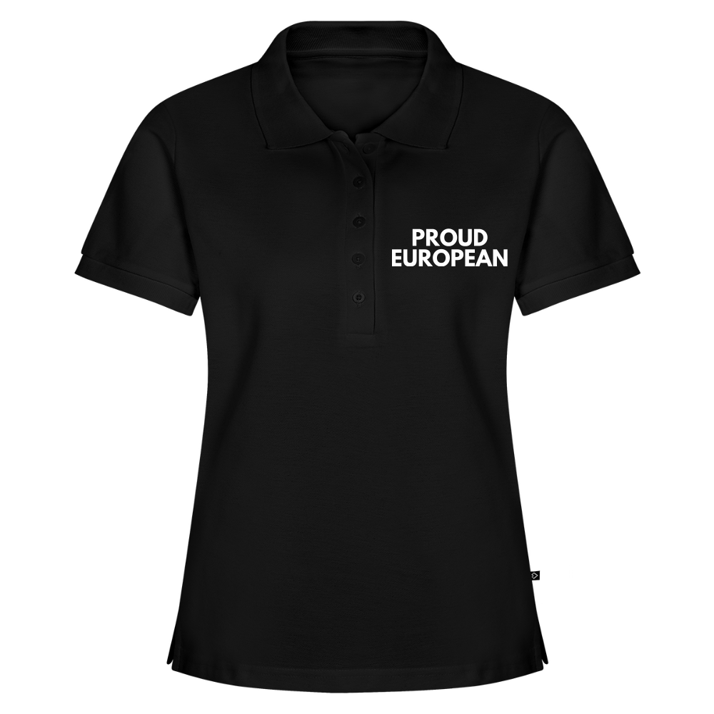 "PROUD EUROPEAN" - Frauen Premium Bio Polo Shirt - black
