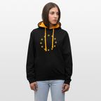 "12-Stars" - Contrast Colour Hoodie - black/gold
