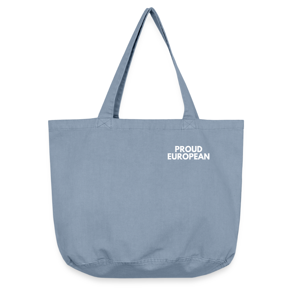 "PROUD EUROPEAN" - Vintage-Washed Shopper (small) - Vintage Blue