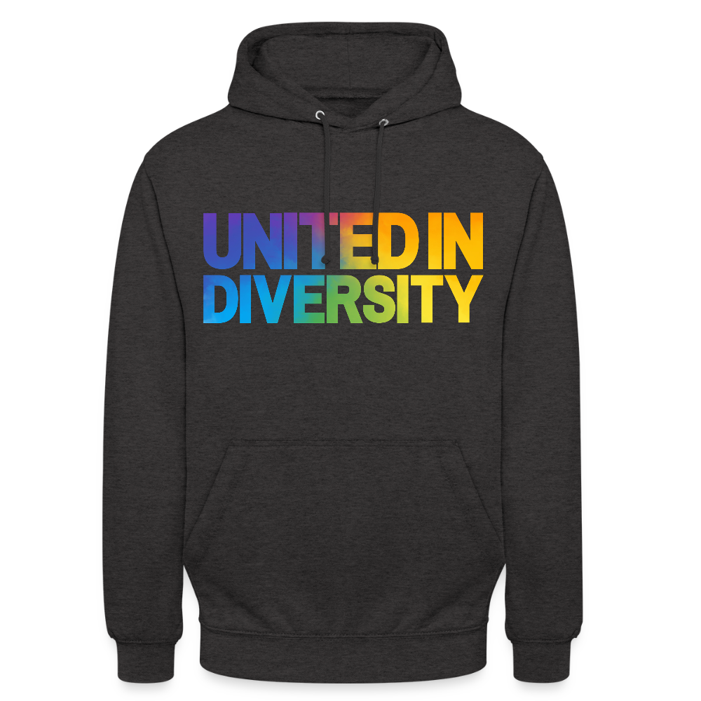 Unisex Hoodie  - "United in Diversity - LGBTQ" - charcoal grey