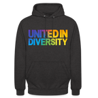 Unisex Hoodie  - "United in Diversity - LGBTQ" - charcoal grey