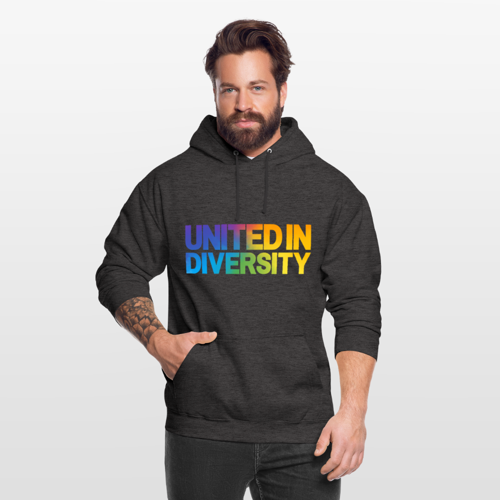Unisex Hoodie  - "United in Diversity - LGBTQ" - charcoal grey