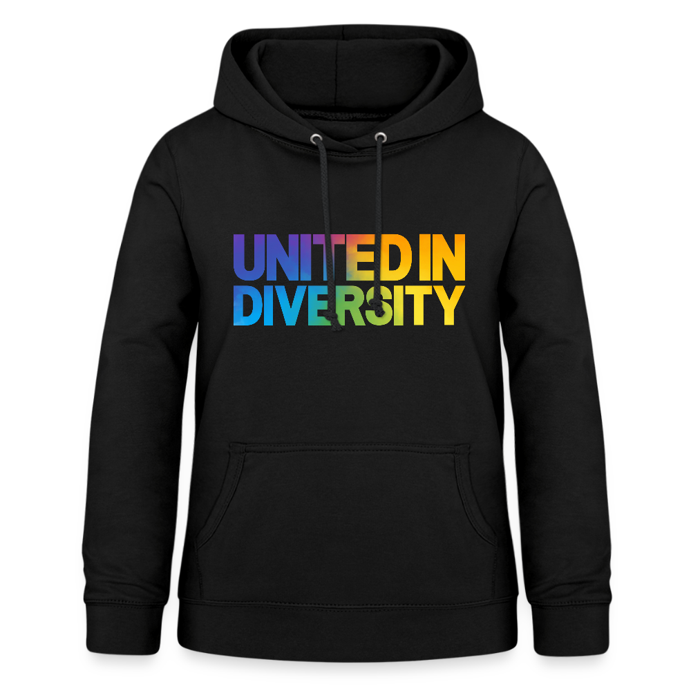 Women's Hoodie - "United in Diversity - LGBTQ" - black