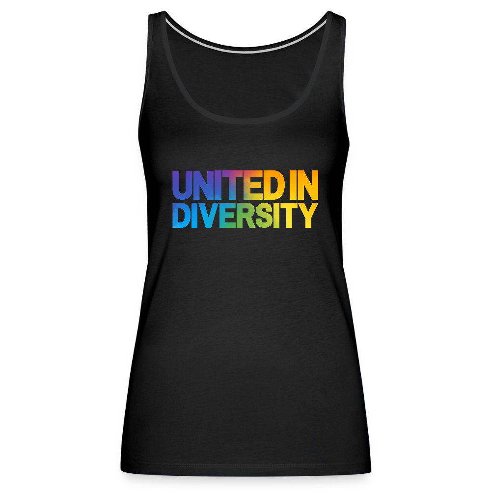 Women’s Premium Tank Top - "United in Diversity - LGBTQ" - black