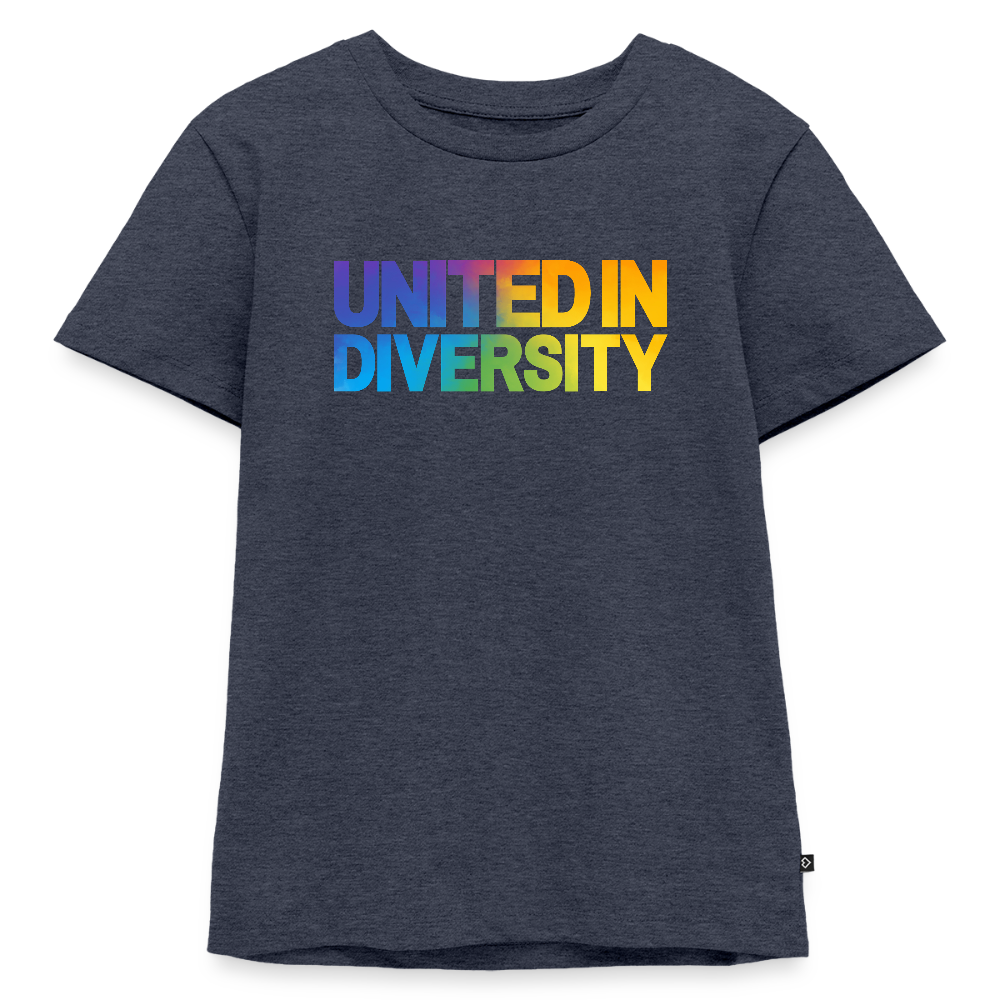 Kids' Premium T-Shirt  - "United in Diversity - LGBTQ" - heather denim