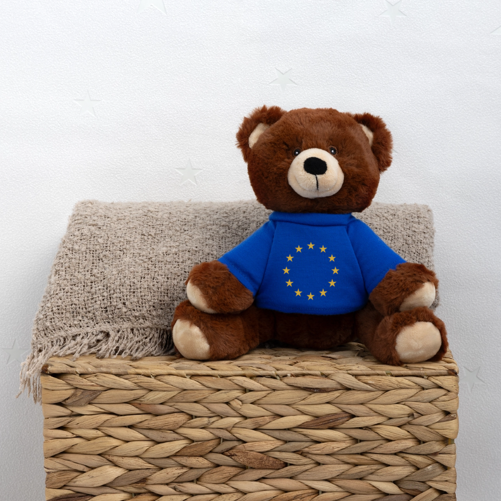"12-Stars" - MiniFeet® RecycelBär® Teddy Bear Brown - royal blue