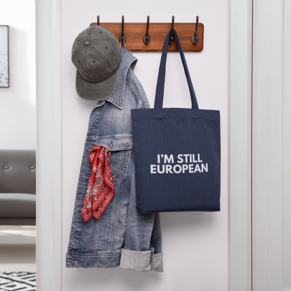 "I'M STILL EUROPEAN" - Stanley/Stella recycelter Heavyweight Stoffbeutel - melange blue
