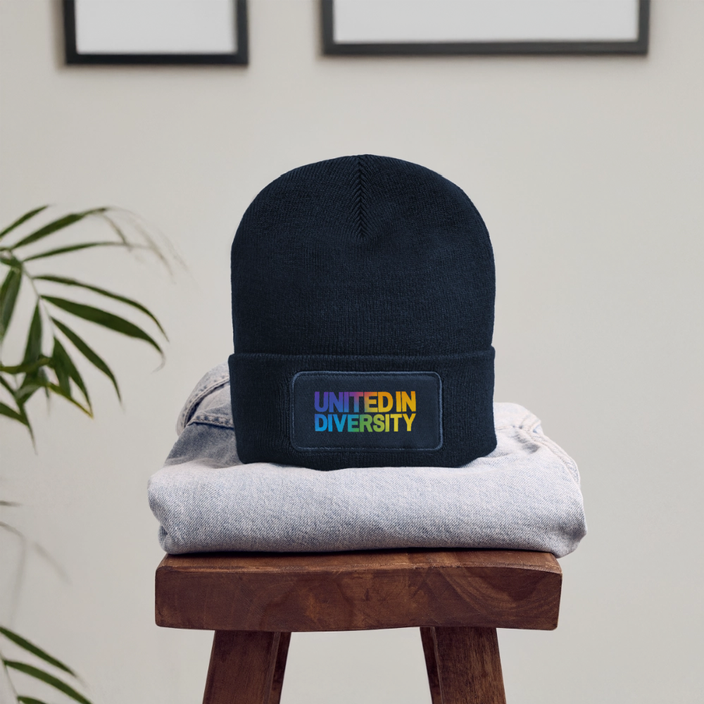 Recycled Patch Beanie - "United in Diversity - LGBTQ" - french navy