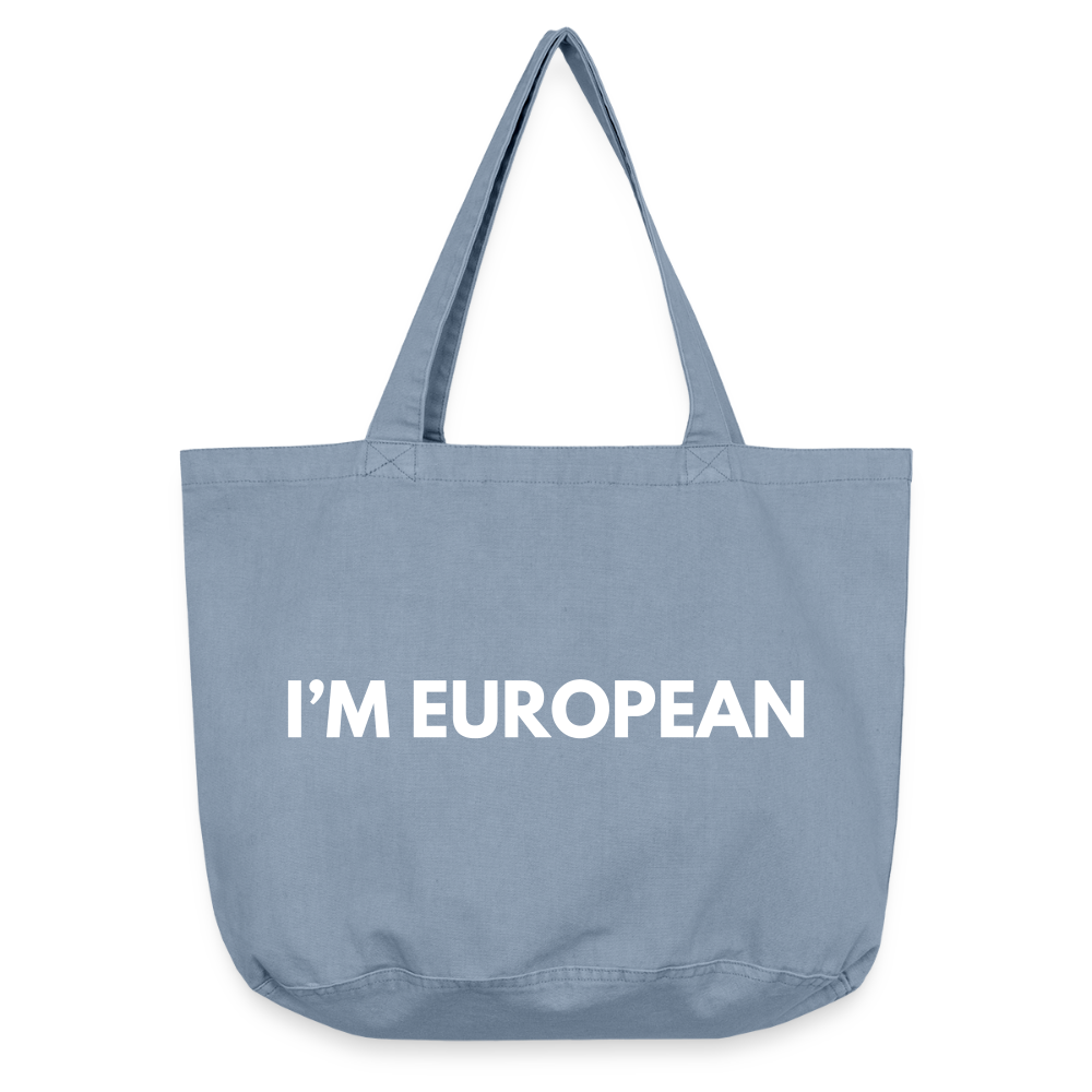 "I'M EUROPEAN" - Vintage-Washed Shopper - Vintage Blue
