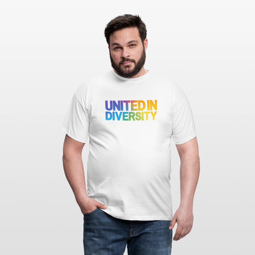 Men's T-Shirt - "United in Diversity - LGBTQ" - white
