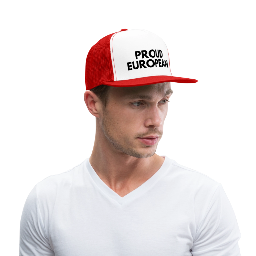 "PROUD EUROPEAN" - Trucker Cap - white/red