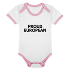 "PROUD EUROPEAN" - Baby Bio-Kurzarm-Kontrastbody - white/rose