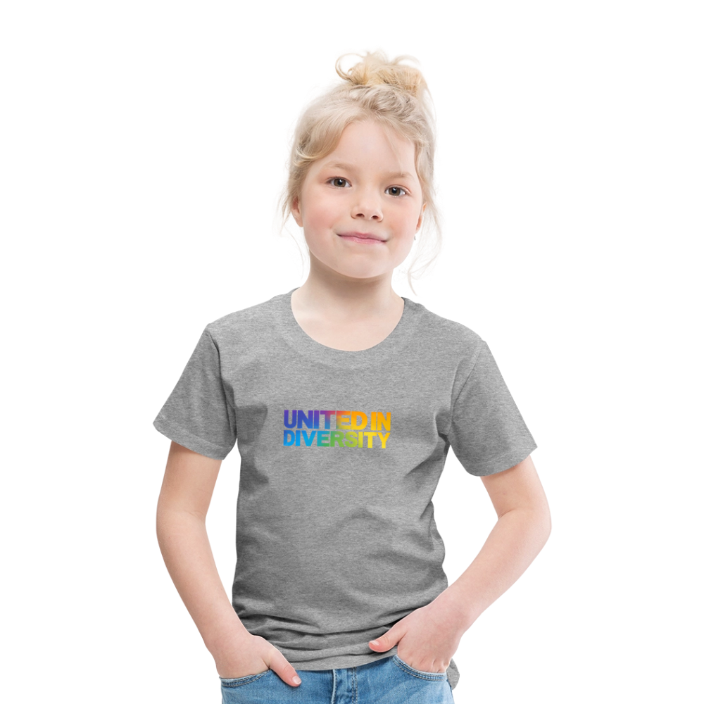 Kids' Premium T-Shirt  - "United in Diversity - LGBTQ" - heather grey