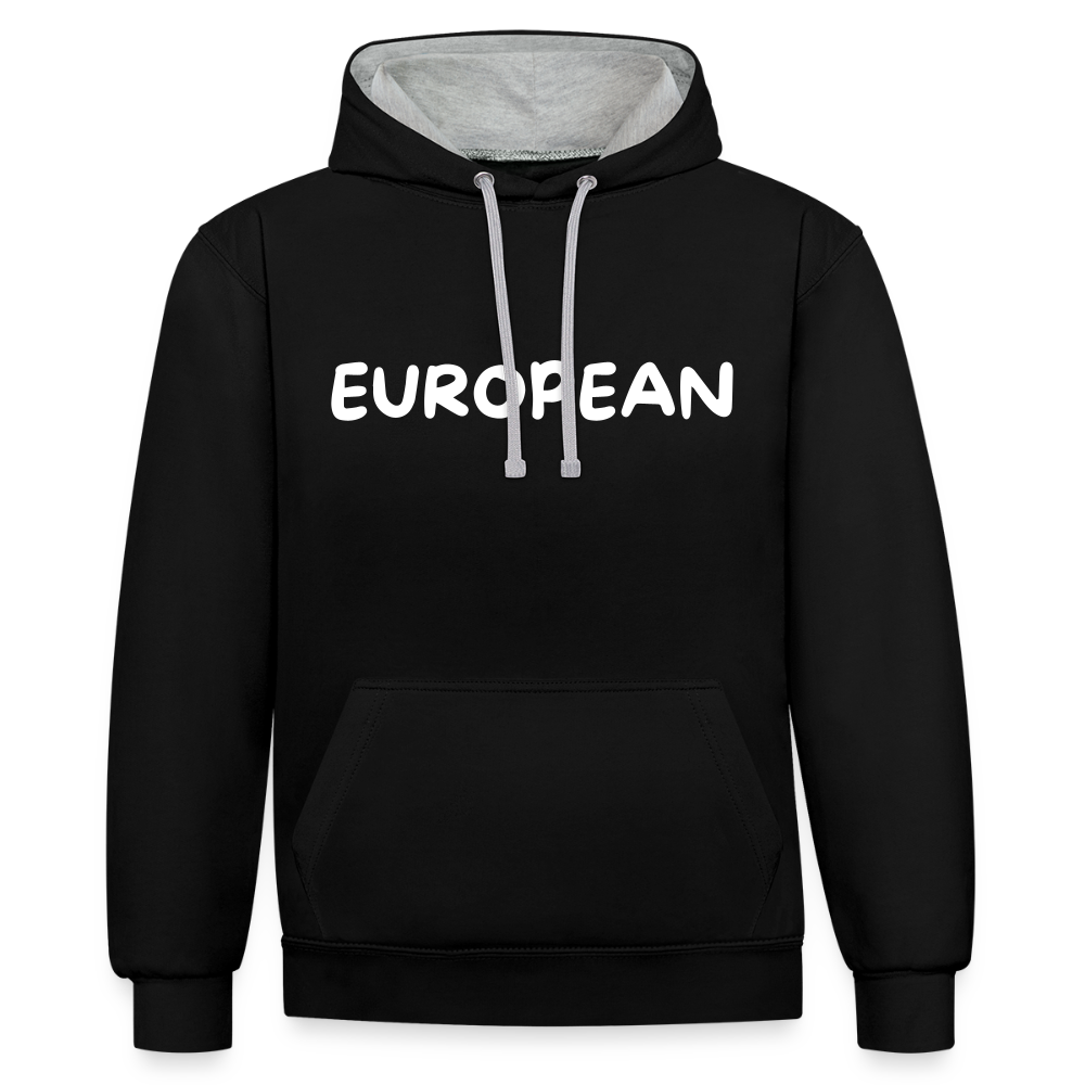 "EUROPEAN" - Kontrast-Hoodie - black/heather grey
