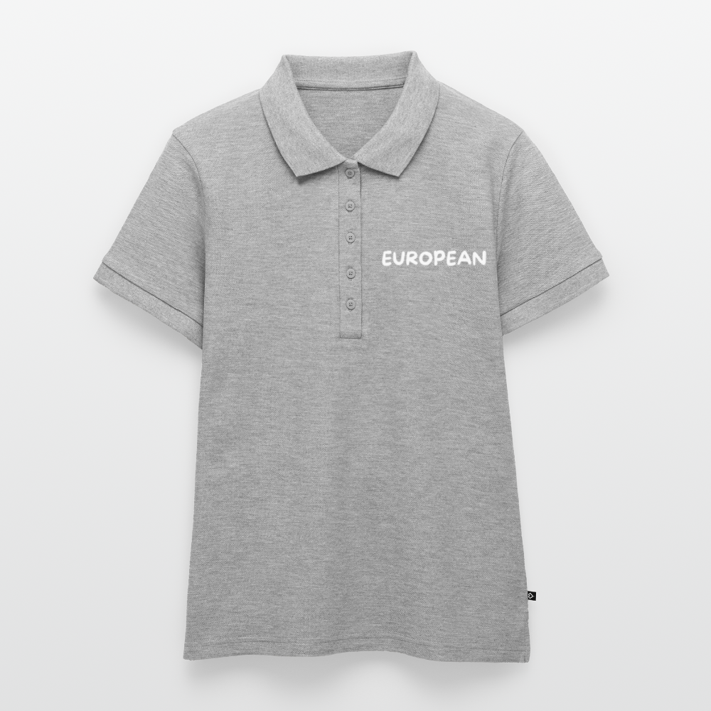 "EUROPEAN" - Frauen Premium Bio Polo Shirt - heather grey