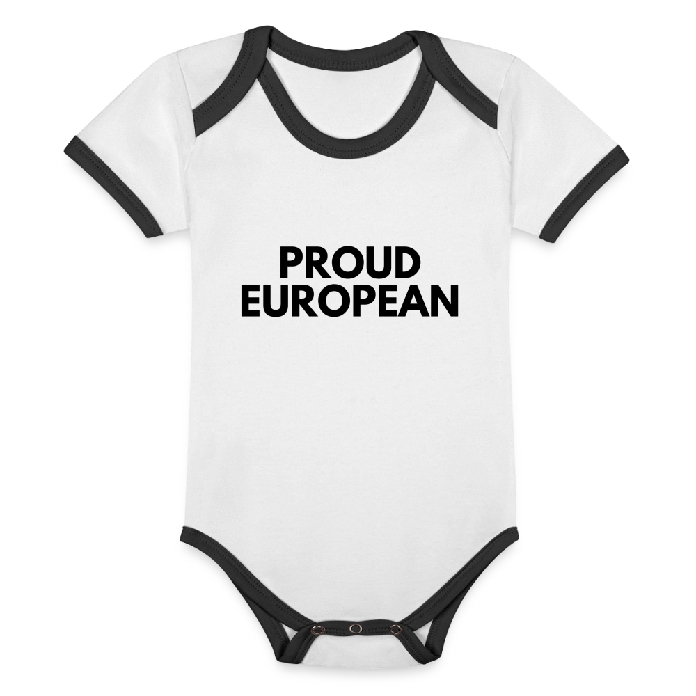 "PROUD EUROPEAN" - Baby Bio-Kurzarm-Kontrastbody - white/black