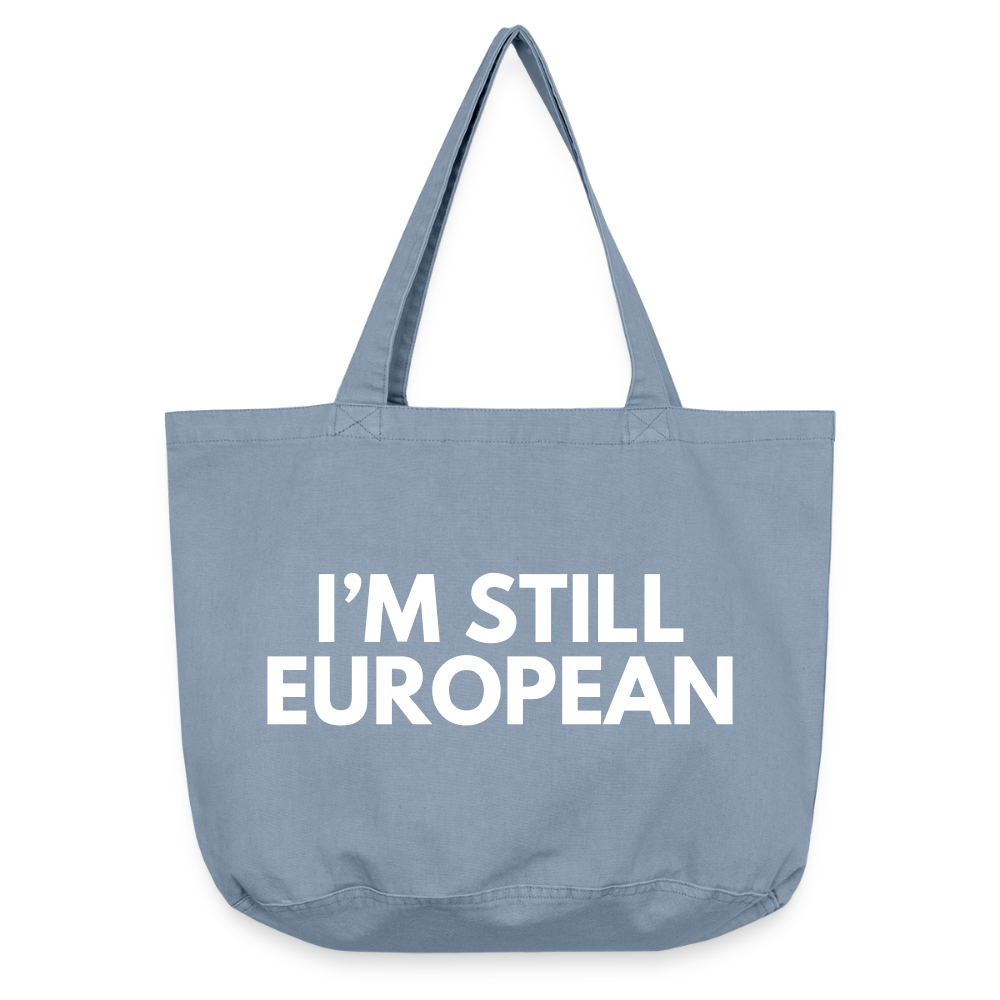 "I'M STILL EUROPEAN" - Vintage-Washed Shopper - Vintage Blue