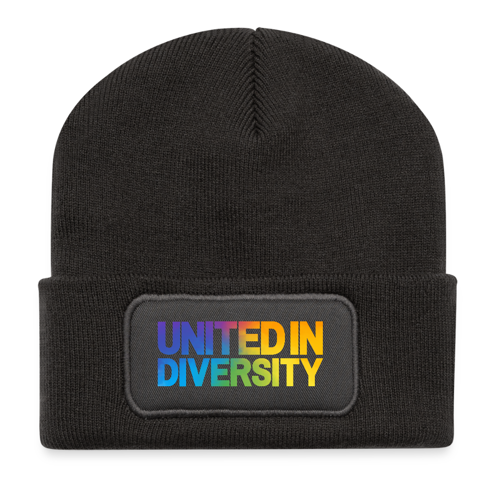 Recycled Patch Beanie - "United in Diversity - LGBTQ" - dark grey