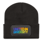 Recycled Patch Beanie - "United in Diversity - LGBTQ" - dark grey
