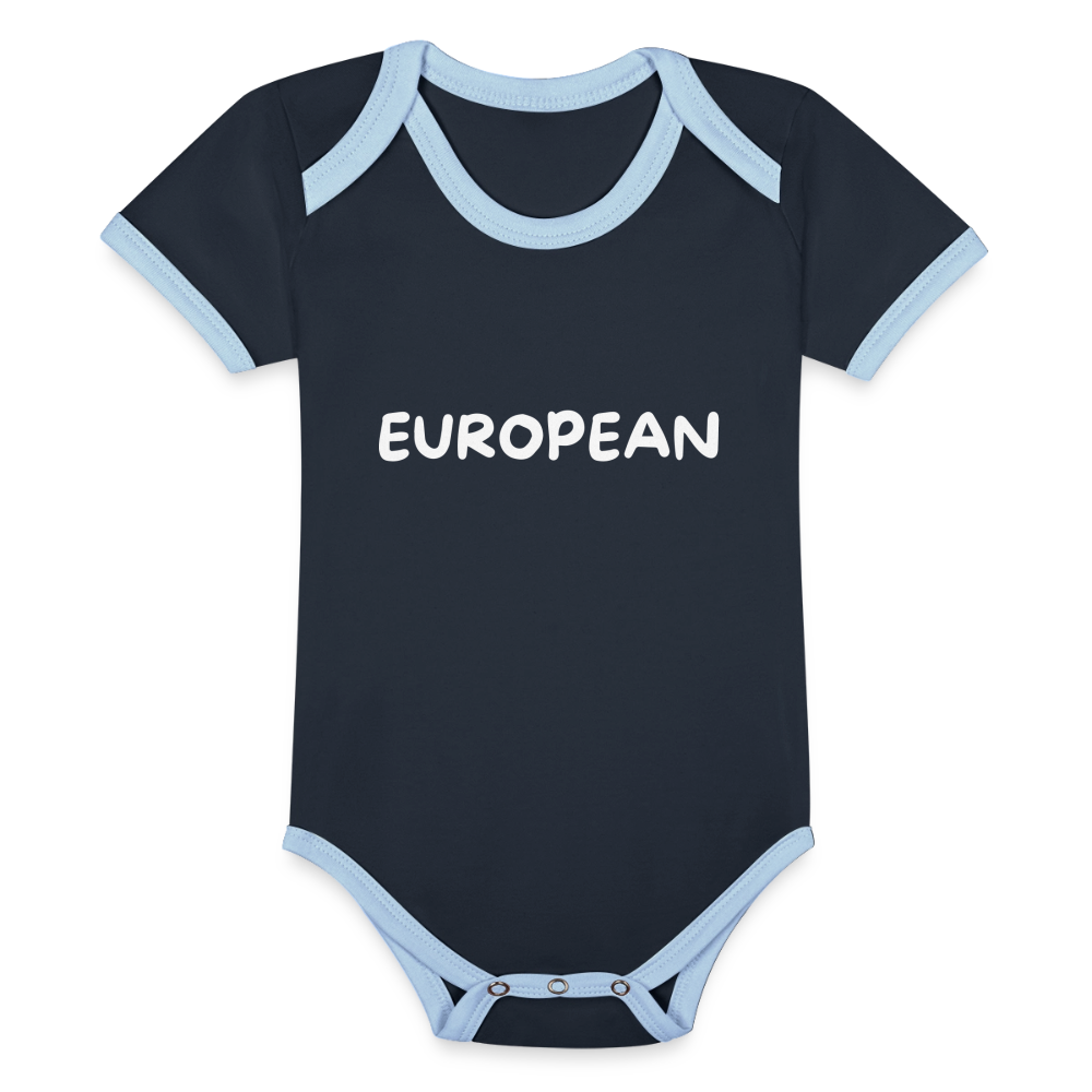 "EUROPEAN" - Baby Bio-Kurzarm-Kontrastbody - navy/sky