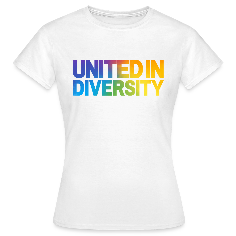 Women's T-Shirt - "United in Diversity - LGBTQ" - white