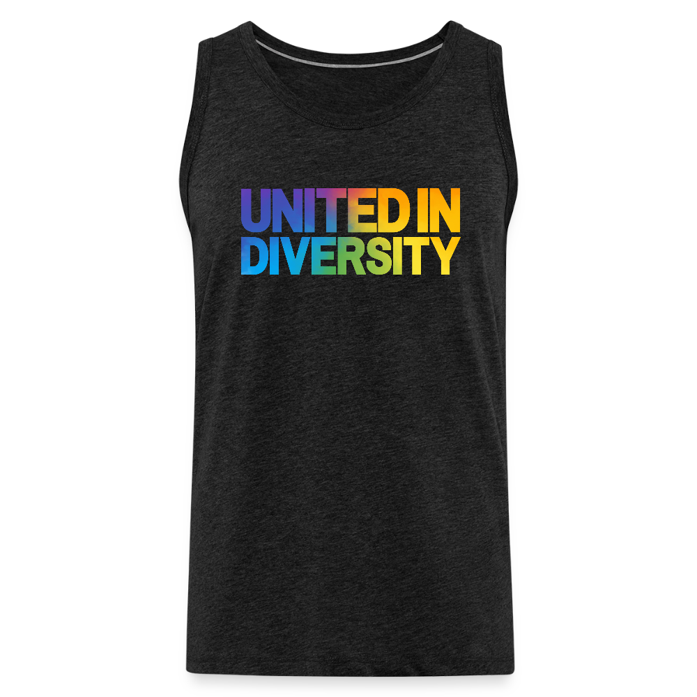 Men’s Premium Tank Top - "United in Diversity - LGBTQ" - charcoal grey