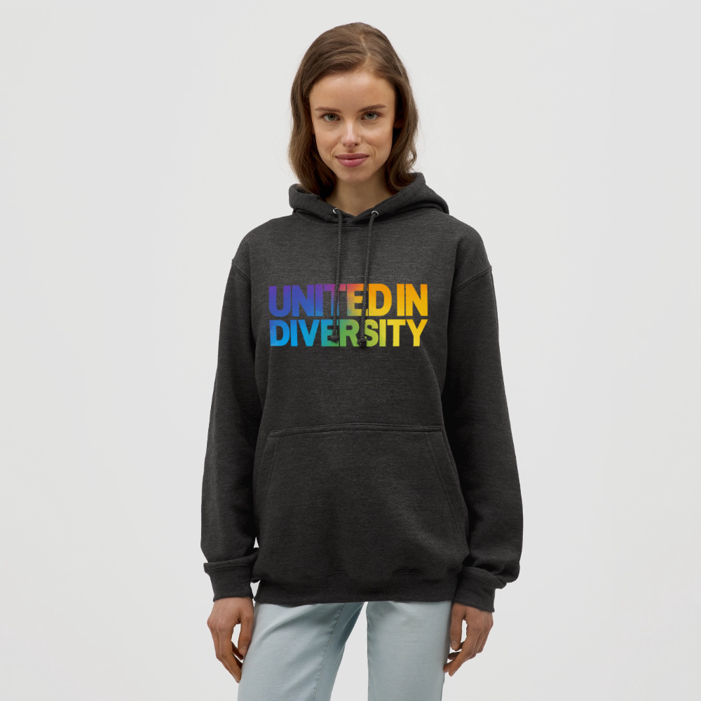 Unisex Hoodie  - "United in Diversity - LGBTQ" - charcoal grey