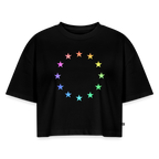 Women’s Oversized Organic Cropped T-Shirt - "12 Stars - LGBTQ" - black
