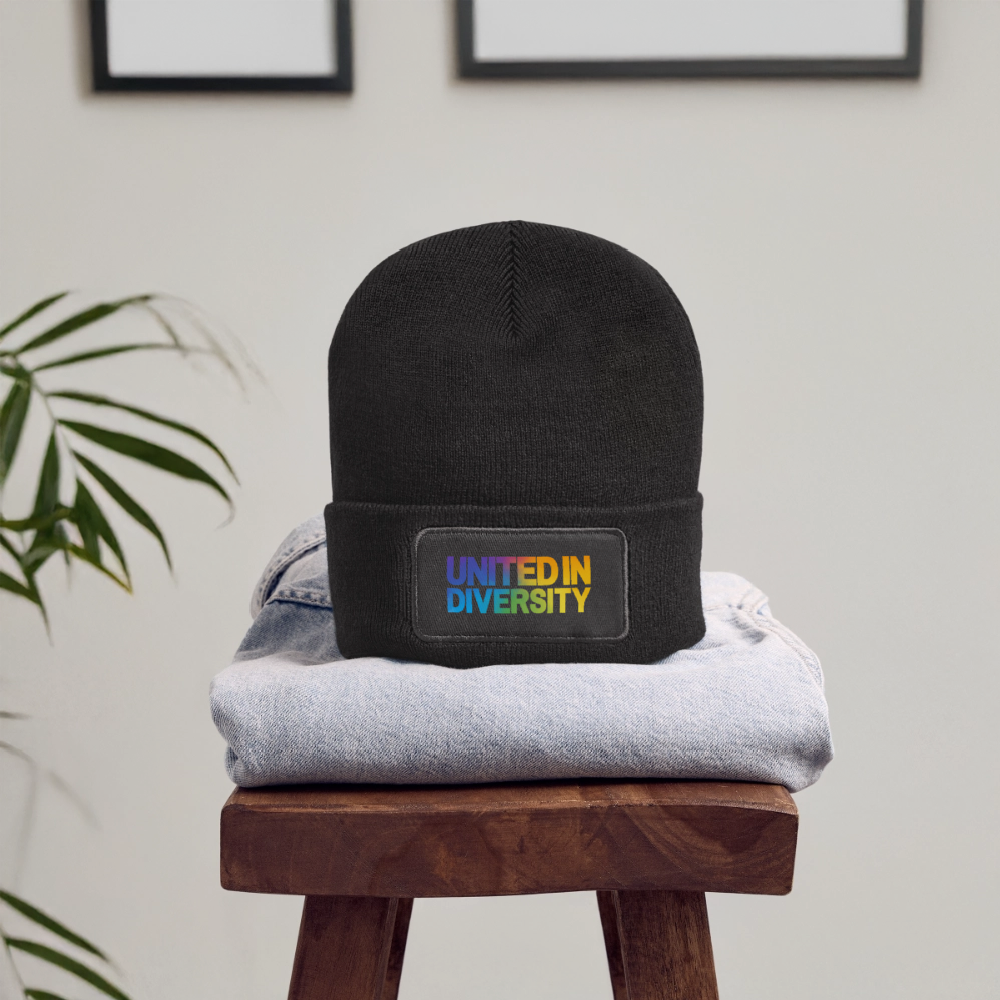 Recycled Patch Beanie - "United in Diversity - LGBTQ" - dark grey