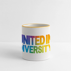 Panoramic Mug - "United in Diversity - LGBTQ" - white/yellow