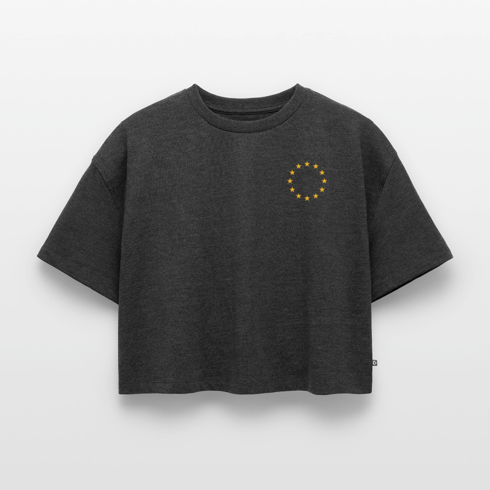 "12-stars-mini" - Frauen Oversized Bio Cropped T-Shirt - heather anthracite