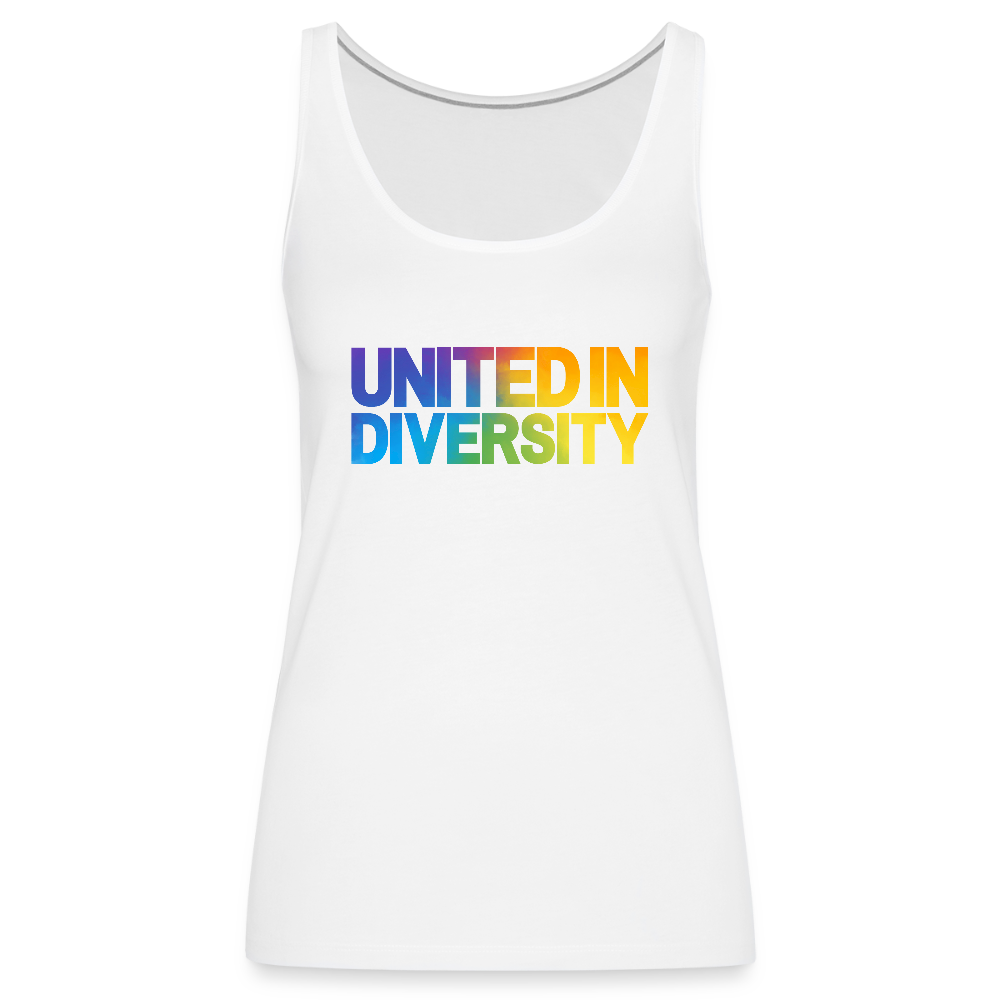Women’s Premium Tank Top - "United in Diversity - LGBTQ" - white