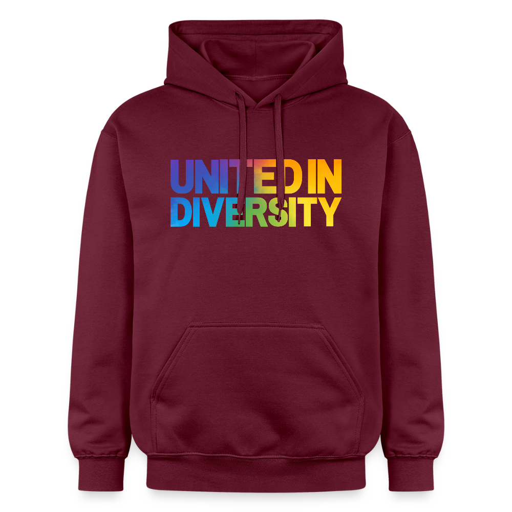 Gildan Unisex Softstyle® Midweight Hoodie  - "United in Diversity - LGBTQ" - maroon